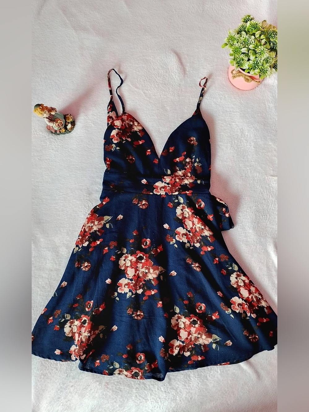 Navy floral mini dress